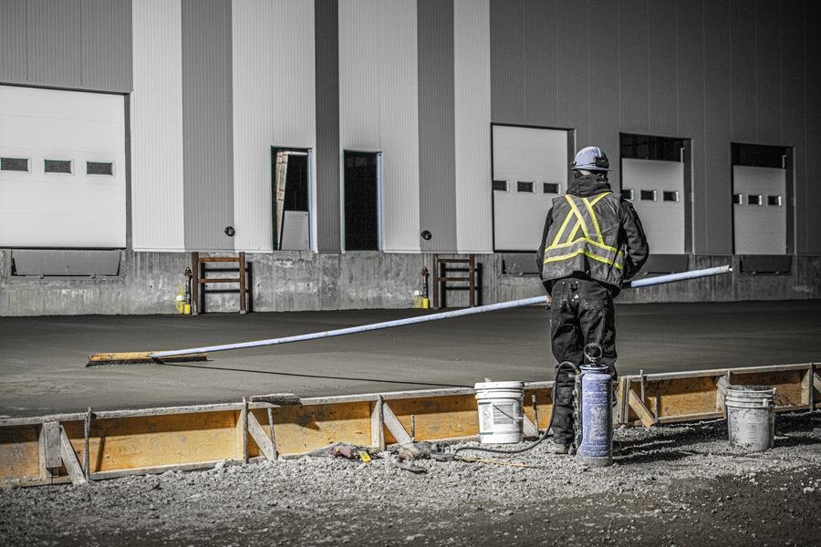 Concrete pour at a commercial loading dock