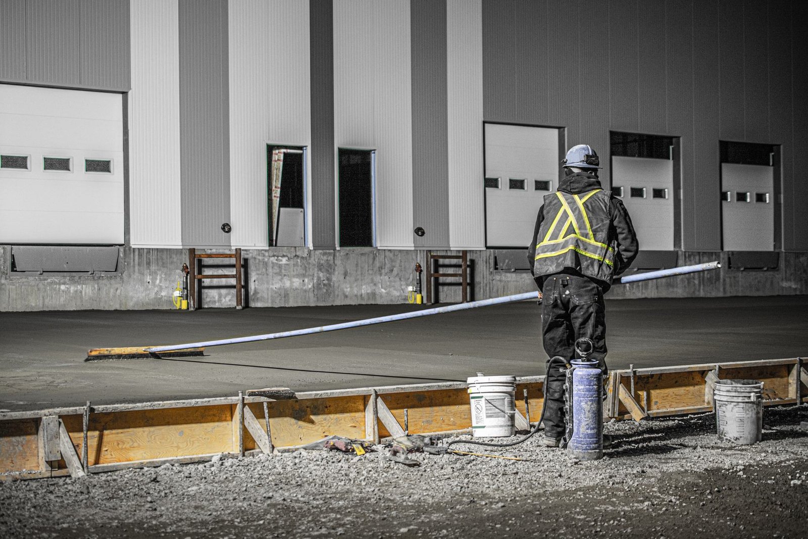 Concrete pour at a commercial loading dock