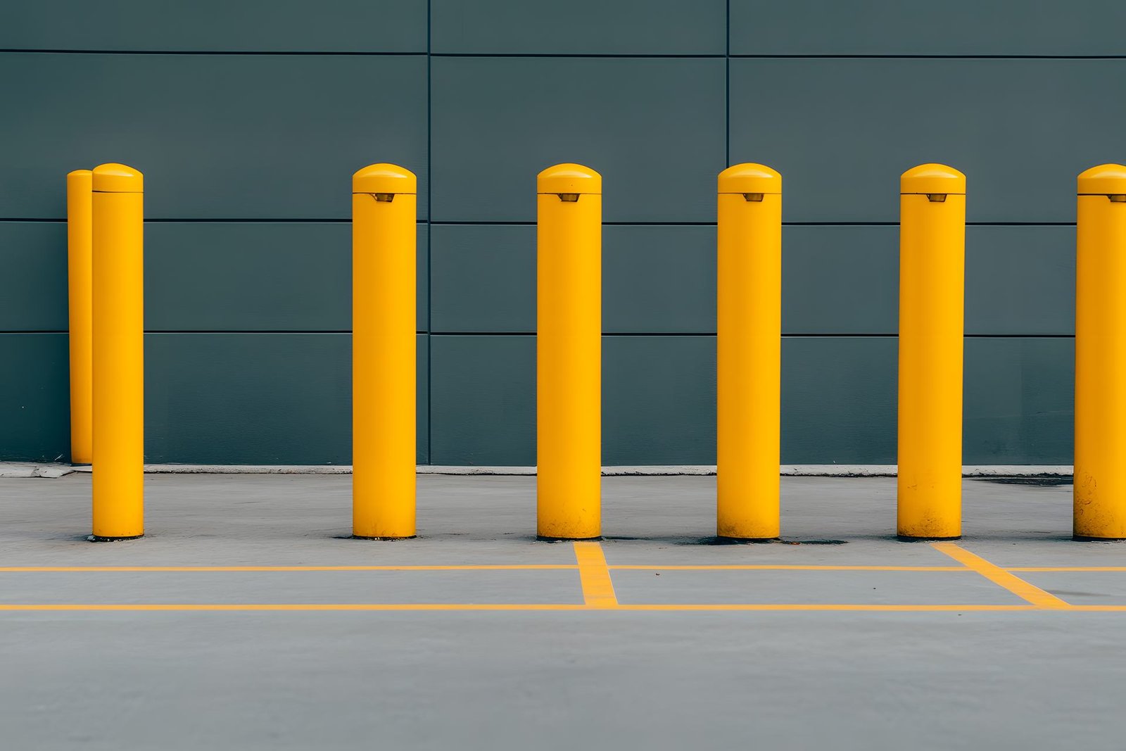 Bollards installed in a parking lot